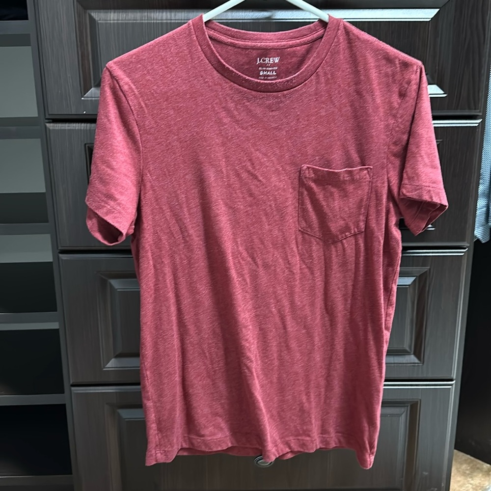 J Crew Red Pocket Tee Shirt Slim-washed